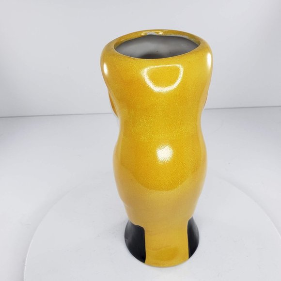 Vintage DW125Y Parrot Macaw Tiki Mug Vase Glass Hawaiian Yellow - Picture 4 of 6
